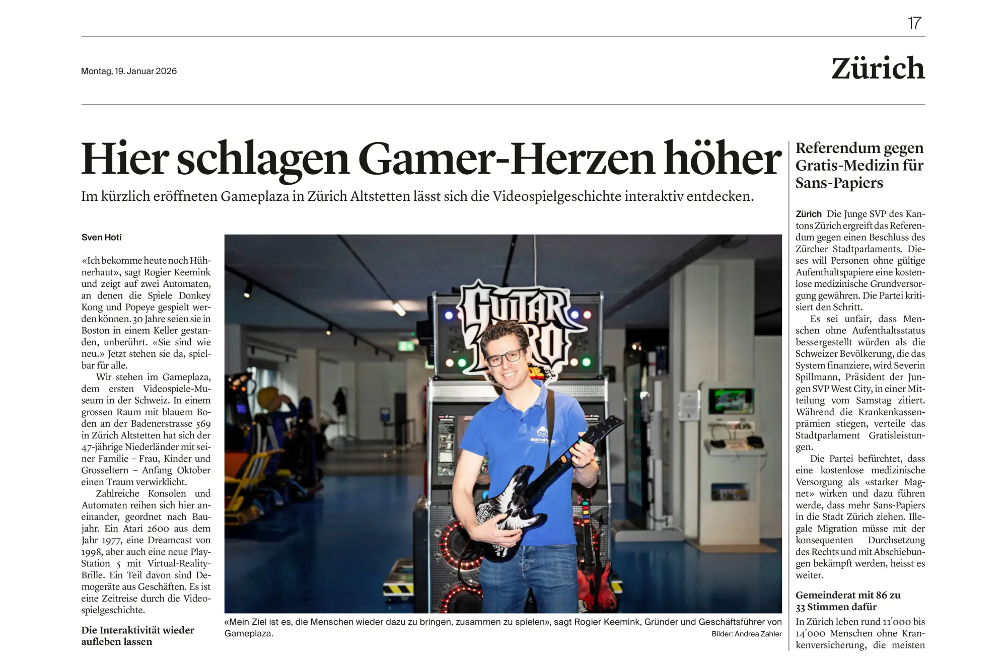 GamePlaza Pressebericht Limmattaler Zeitung