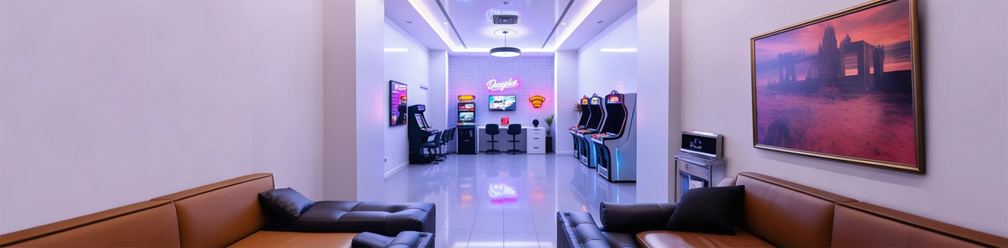 Büro mit Spielautomat im Inneren