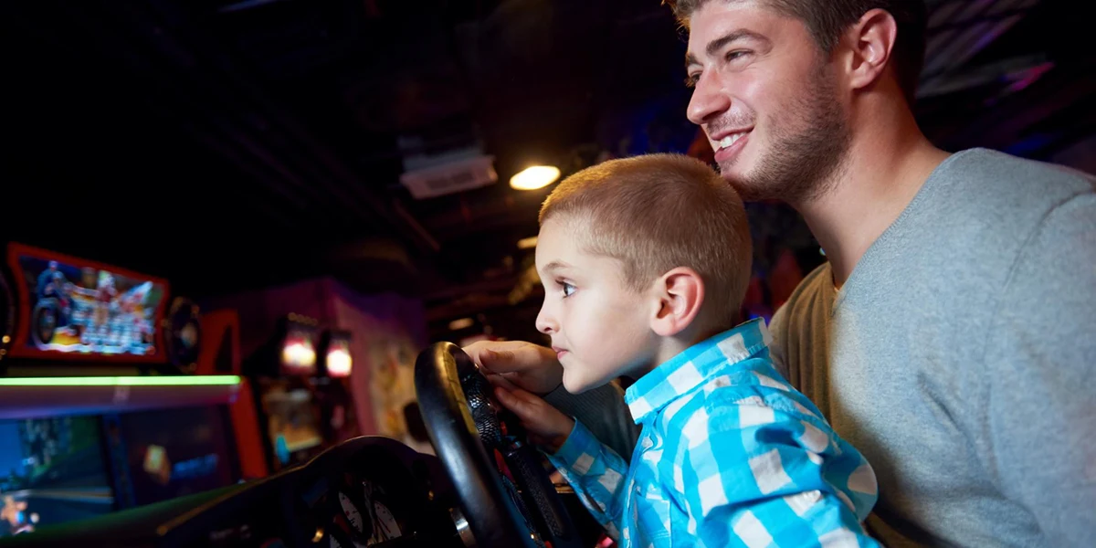 Father and Son play car race