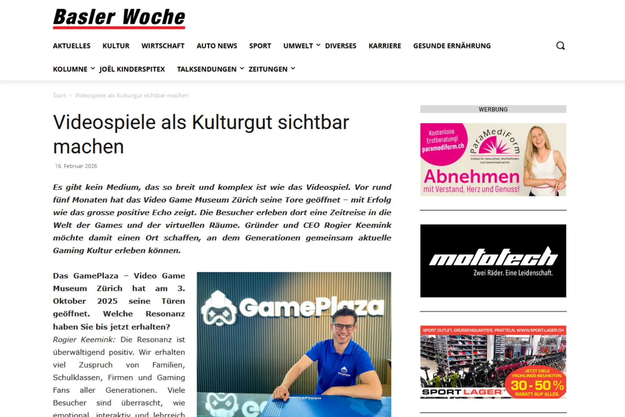 Gameplaza featured on Basier Woche Gameplaza featured on Basier Woche
