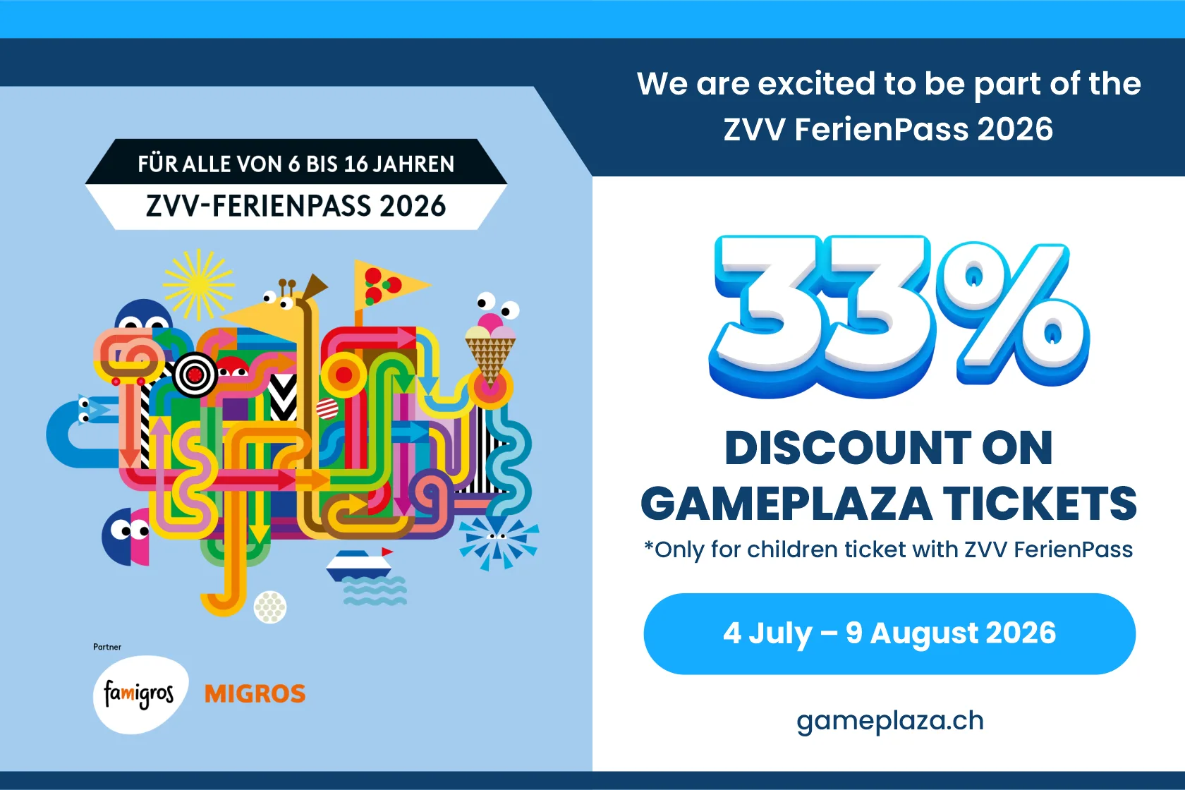 ZVV FerienPass 2026 GamePlaza Discount